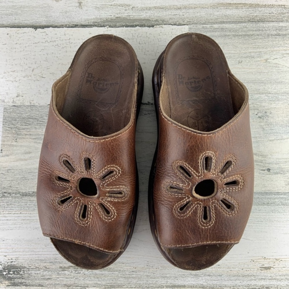 ISO! Dr. Marten or faded glory flower daisy cut out sandals slide on